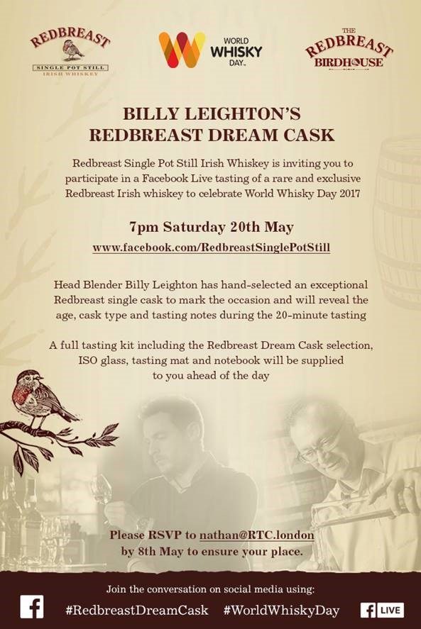 Irish Whiskey Trail Redbreast Single Cask facebook Taasting Billy Leighton